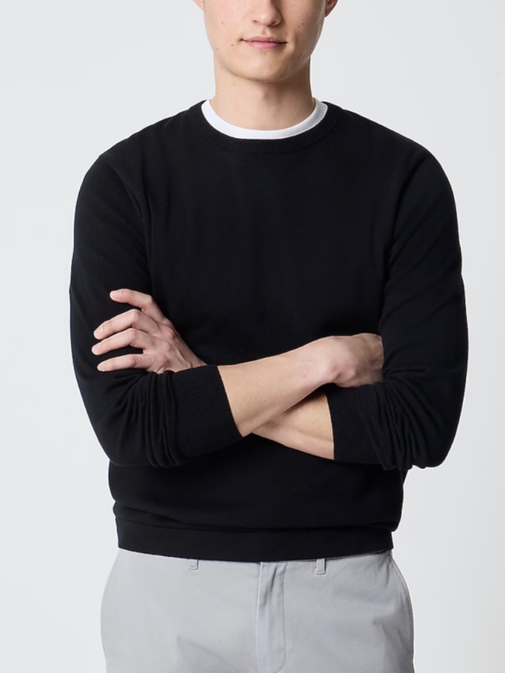 J.Crew Factory Men's Black Cotton Crewneck Sweater-Tee Size Small